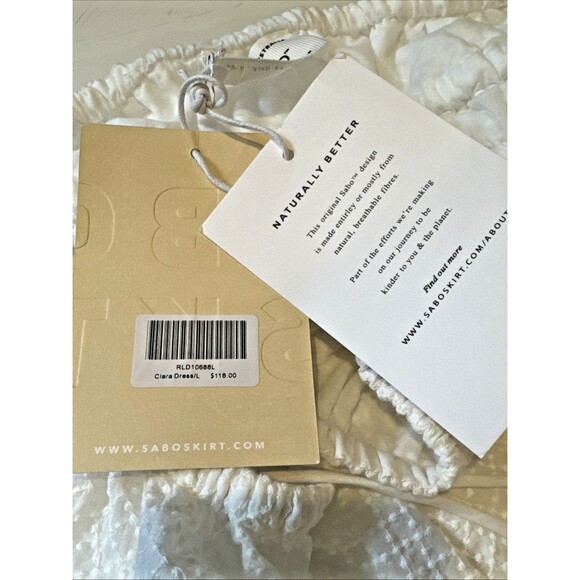 NWT Sabo Clara Size 8 Cotton Textured White Mini Dress Open Back New - Picture 7 of 11